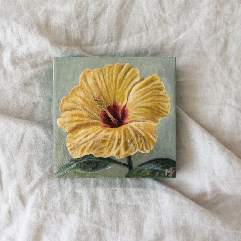 Yellow Hibiscus painting