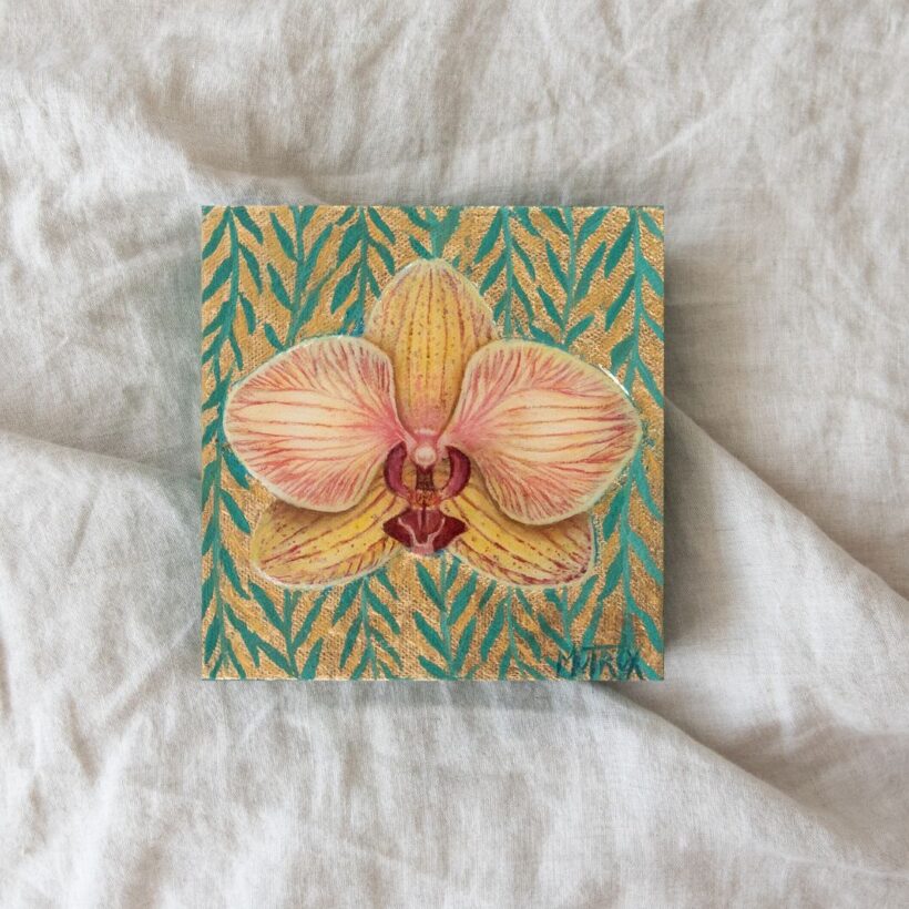 yellow moth orchid painting