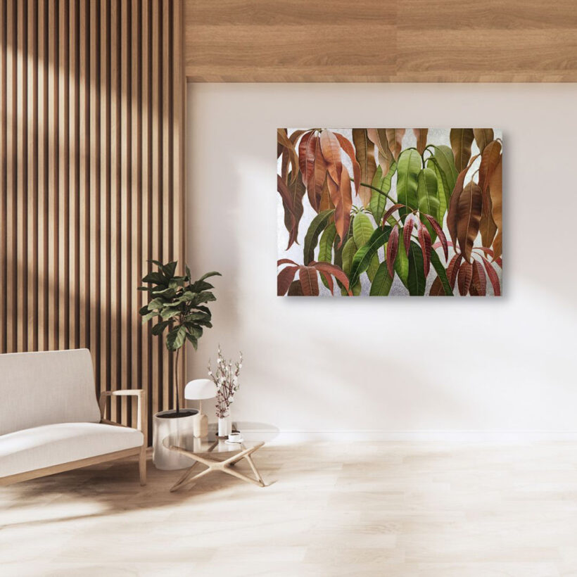 Mango leaf oil painting