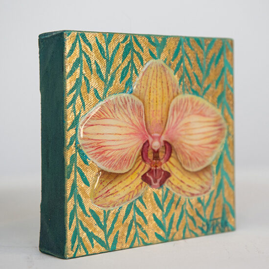 yellow moth orchid oil painting