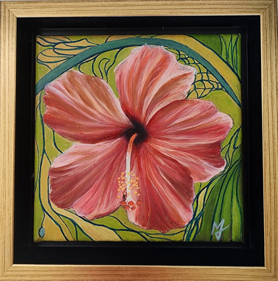 Framed art nouveau hibiscus
